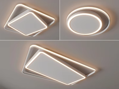 Modern Sleek Ceiling Lights With Square Round Shapes And LED Glow For Home Interiors 3d model