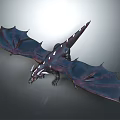 Mythical Dragon Figure With Large Dark Purple Wings And White Spots On Body