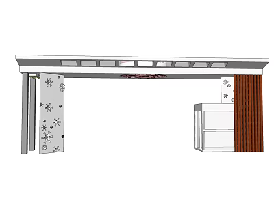 Modern Entrance Gate Design With Decorative Patterns Metal Frame And Wooden Panels 3d model