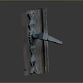 High Quality Metal Door Hardware Featuring Decorative Carved Wooden Panel and Secure Lock