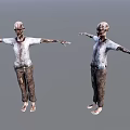 3D Game Movie Character Zombie With Tattered Clothes And Outstretched Arms