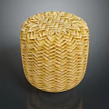 Yellow Round Stool With Intricate Woven Texture And Smooth Surface Design