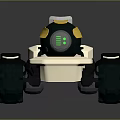 Remote Control Robot Vehicle With Large Black Yellow Wheels And White Body Antenna