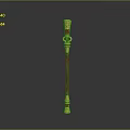 Ornate Red and Gold Staff Weapon with Decorative Top and Intricate Design