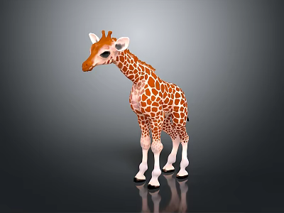 Cute Giraffe Plush Toy Standing Brown Spotted Stuffed Animal For Kids 3d model