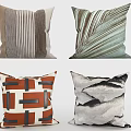 Multicolor Decorative Throw Pillows With Striped Leaf Geometric Ink Wash Patterns 3d model