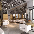 Modern Hair Salon Interior Design With White Styling Chairs Mirrors Ceiling Lights And Spacious Layout