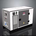 White Industrial Generator With Control Panel Indicators Viewing Window And Black Base 3d model