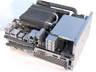 Computer Internal Components with Heatsink Cooling Fan Motherboard and Metal Case 3d model