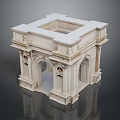White Classical Architectural Model With Arches Ornate Carvings And Open Center