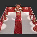 Red Festive Live Stream Studio With Dragon Decoration And Red Stage Backdrop 3d model