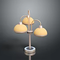 Modern Triple Light Fixture Set With Metal Stand Yellow Shades And Circular Base