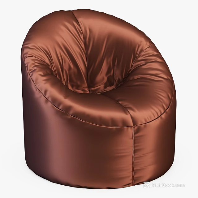 Brown Velvet Bean Bag Chair With Round Shape And Comfortable Design For Living Room 3d model 