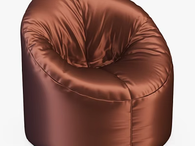 Brown Velvet Bean Bag Chair With Round Shape And Comfortable Design For Living Room 3d model