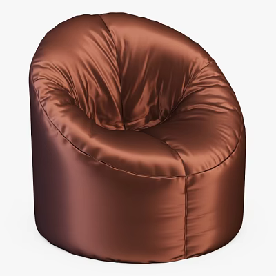 Brown Velvet Bean Bag Chair With Round Shape And Comfortable Design For Living Room 3d model