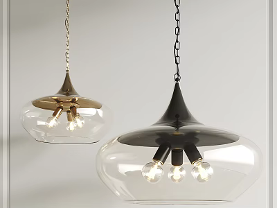 Modern Pendant Lights With Transparent Glass Shades And Metal Finishes For Interior Design 3d model