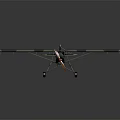 3D Model Passenger Airplane With Green Camouflage Paint Propeller Biplane Wings And Cross Symbol