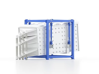 Industrial Plate And Frame Filter Press Equipment With Blue Frame And White Plates 3d model