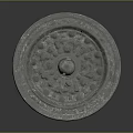 Decorative Furniture Mirror Round Design With Intricate Carved Patterns And Metallic Finish