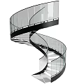 Modern Spiral Staircase Interior Design With Glass Railings And Black Frame