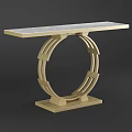 Elegant Modern Console Table With Marble Top And Golden Circular Base