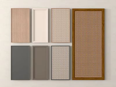 Various Decorative Panel Samples With Wooden Solid Grid Patterns And Color Options 3d model