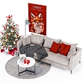 Simple Sofa Coffee Table Combination Christmas Tree 3d model