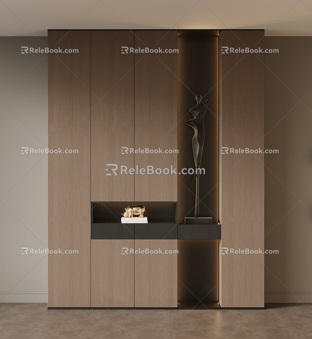 Italian Minimalist Entrance Cabinet Shoe Cabinet 3d model