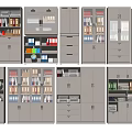 Multiple Bookcases With Various Designs Doors Drawers And Storage For Books Files