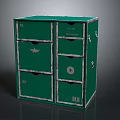 Green Storage Cabinet With Drawers Doors Numbered Labels And Star Patterns 3d model