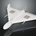 White Airplane Model With Wings Square Panels Yellow Propeller And Red Tail Logo