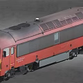Red Diesel Train with Black Roof Yellow Front and Detailed Engine Model