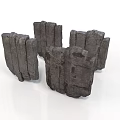 Gray Stone Wood Stacked Blocks With Natural Texture For Decorative 3d model