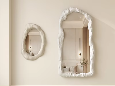 French style cloud makeup mirror pinch mud mirror special-shaped mirror wall-mounted mirror full-body mirror 3d model