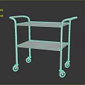 Stainless Steel Medical Cart With Double Layer Shelves And Wheels
