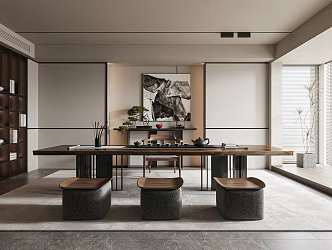 New Chinese Tea Room Tea Table and Chair Combination 3d model
