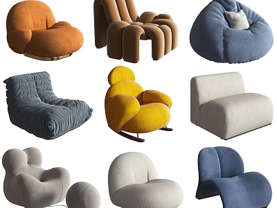 Modern Single Sofa Designs With Different Colors And Comfortable Stylish Shapes 3d model