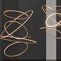 Elegant Modern Gold Curved Chandeliers With LED Lighting And Circular Design