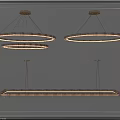 Elegant Modern Chandeliers With Gold Metal Ring Shaped And Rectangular Glass Design 3d model