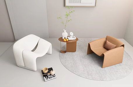 Nordic Casual Sofa Single Sofa 3d model