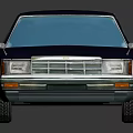 Vintage Classic Sedan With Navy Blue Roof And White Body On Shiny Black Background