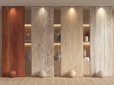 Natural Stone Feature Walls With Different Textures Colors And Decorative Ornaments 3d model