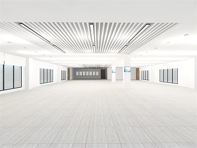 Modern Spacious Hospital Outpatient Lobby With High Ceiling And Large Windows 3d model