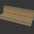Stylish Woven Bench With Striped Design Wooden Frame Seat And Backrest