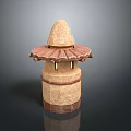 Traditional Stone Lantern With Conical Top And Layered Structure Design Details
