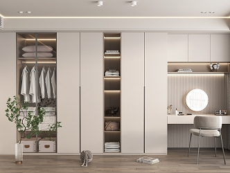 modern wardrobe cream wardrobe 3d model