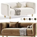 Cozy Two Seater Velvet Sofa With Throw Blanket Pillows And Neutral Color Options
