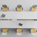 Modern Office Desk With Ergonomic Chairs And Laptops In Collaborative Workspace Setup 3d model