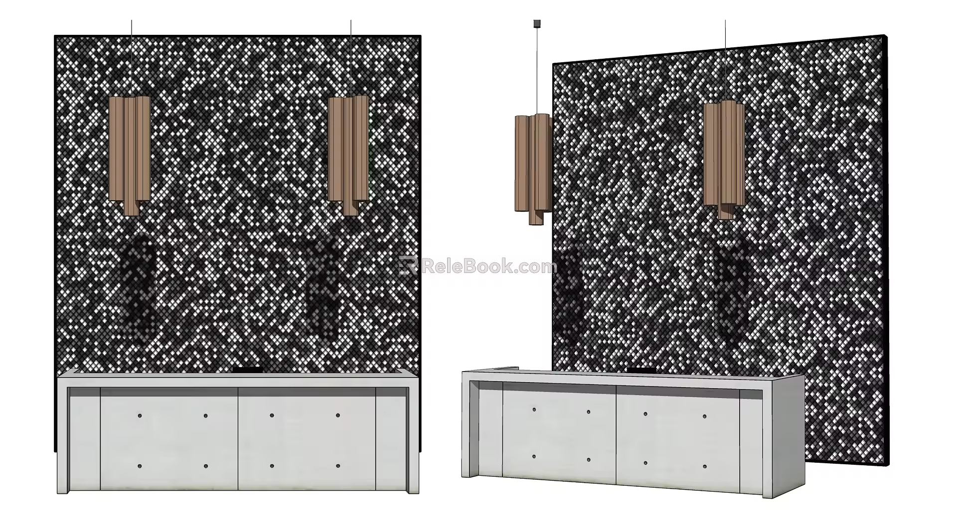 Modern reception desk Hotel service desk Mosaic background wall 3d model