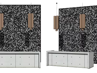 Modern reception desk Hotel service desk Mosaic background wall 3d model